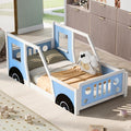Merax Twin Size Classic Car-Shaped Platform Bed with Wheels, Wood Car Bed Frame for Boys, Blue