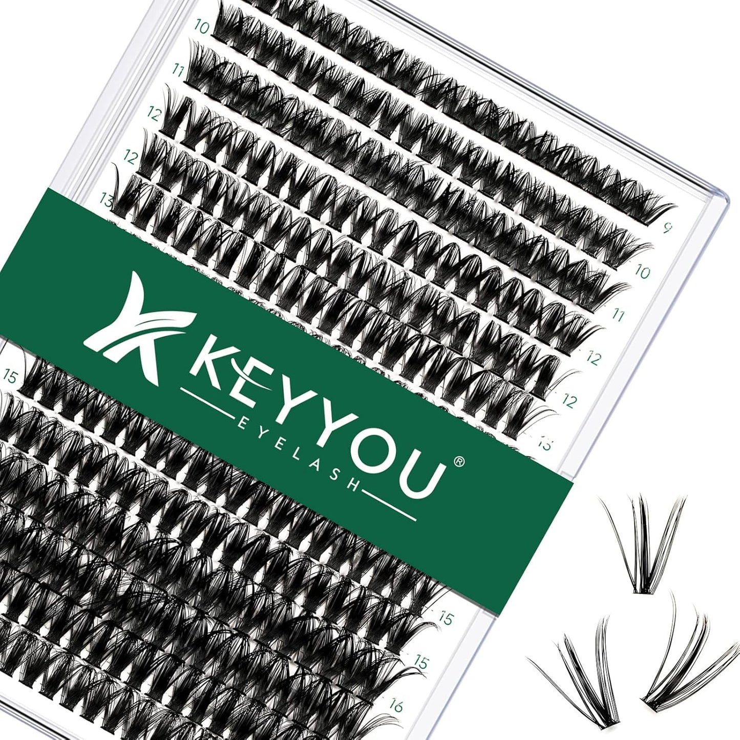 Lash Clusters 300pcs Individual Lashes 50D 0.07C Curl 9-18MIX DIY Eyelash Extension KEYYOU Large Tray Volume Soft&Natural Cluster Lashes(50D-0.07C,9-18MIX）