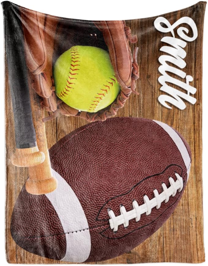Custom Infant Softball Blanket: Personalized Name and Number Blankets for Baby Kids Boys Girls Teen Mother's Day Father's Day Birthday Easter Gifts(30"x40")