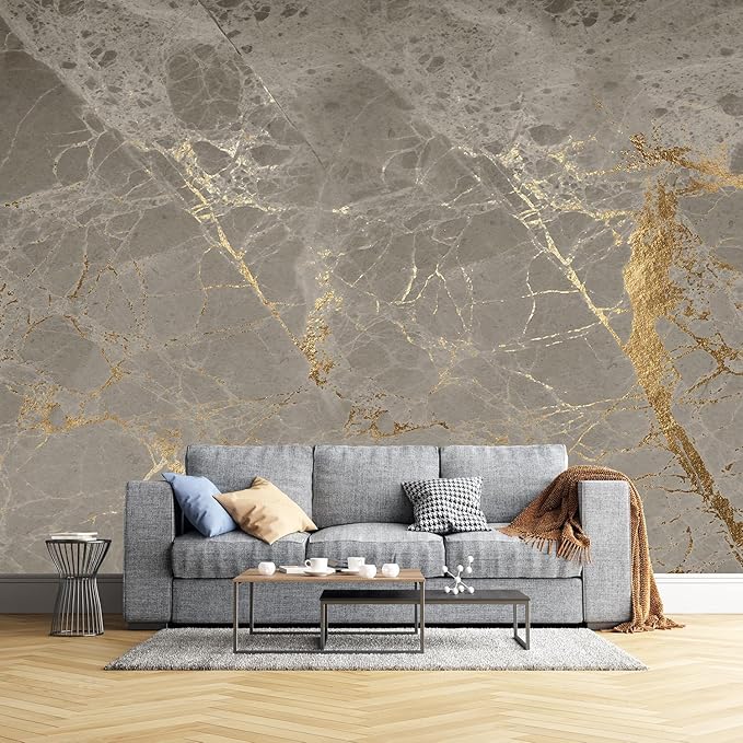 -Gold Abstract Marble Texture Bedroom Wallpaper XT15 M 140" x 91"