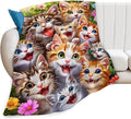 Cat Blanket Funny Cat Gifts for Girls Boys Woman Kids Lover Throw Blankets Soft Blanket Warm Fleece Flannel Plush Blankets for Bed Sofa Couch 60"x80"