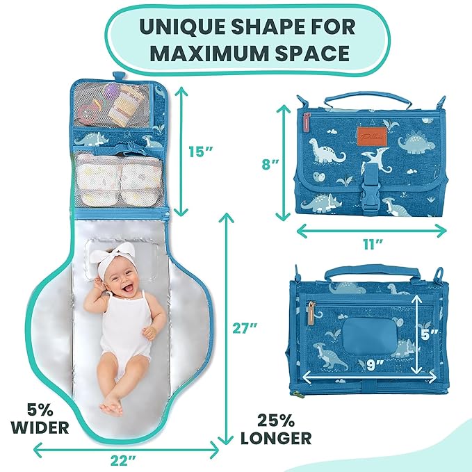 Portable Changing Pad for Baby, Travel Diaper Changing Pad for Newborn, Large Waterproof Baby Changing Mat, Foldable & Detachable Diaper Changing Station with Baby Wipes Pockets, Baby Stuff by Pillani