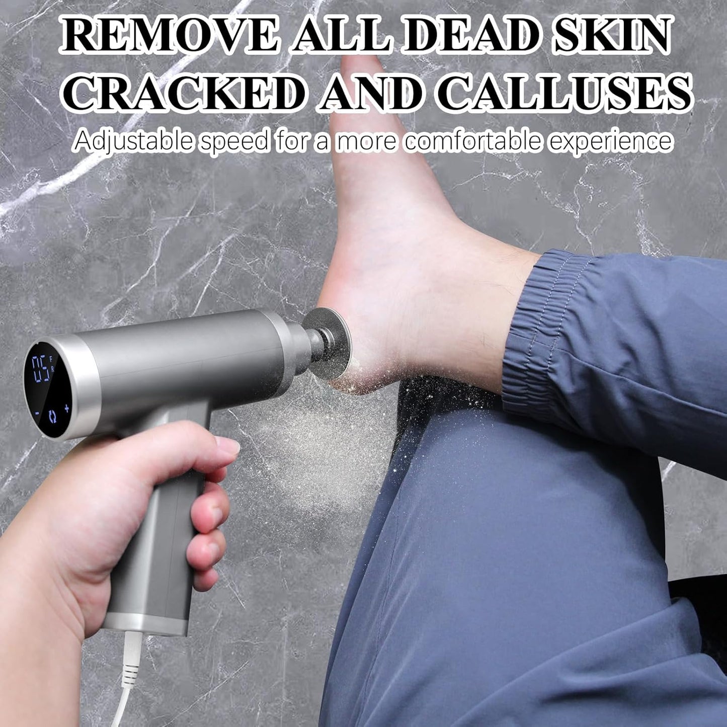 Upgraded Electric Callus Remover for Feet 4500rpm, Adjustable Speed Electric Foot Callus Remover Foot Sander Grinder Pedicure File for Women Men Dead Skin Cracked Heels (Gray)