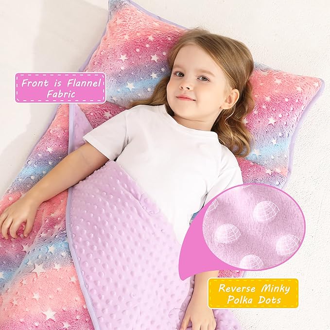 Toddler Nap Mat with Pillow and Blanket, Extra Large Rolled Napping Mats,Slumber Bags for Boys Girls,Kids Sleeping Bag for Daycare, Preschool Travel Camping