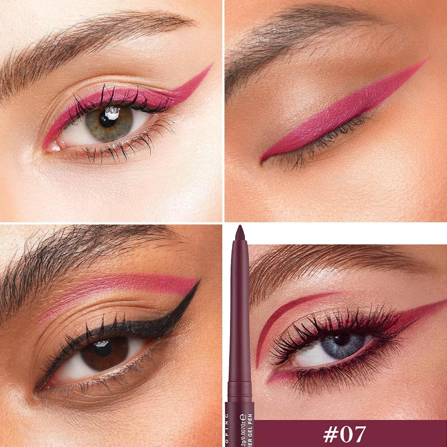 Burgundy Eyeliner Pencil Waterproof Retractable Eyeliner Burgundy Smudge-proof Hypoallergenic (07#)