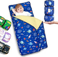 Primlect Thickened Toddler Nap Mat with Removable Pillow and Minky Blanket, Extra Large 55''x35'' Sleeping Bag, Washable, Roll up, Perfect for Daycare, Preschool, Kindergarten, Boys and Girls (Space)