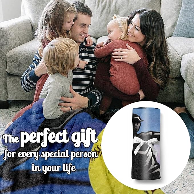 Custom Softball Blanket with Name Number: Personalized Fluffy and Warm Gift for Baby Toddler Kids and Adults Birthday Skin-Friendly Flannel Fabric(50x60inch)