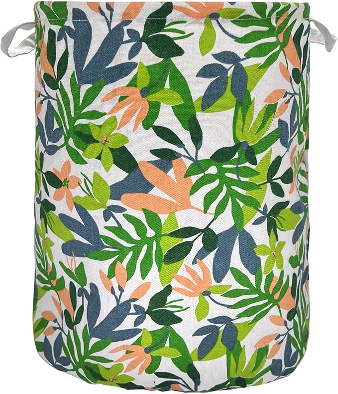 Merdes 19.7’’ Waterproof Foldable Laundry Hamper, Dirty Clothes Laundry Basket, Linen Bin Storage Organizer for Toy Collection (Plant Green)