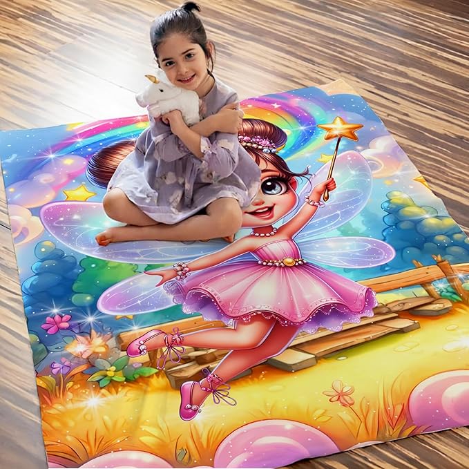 Blanket for Girls, Fairy Throw Blankets Gift for Toddler Kids Daughter 40x50 Inches Soft Cozy Cute Throw for Sofa Couch Living Room Bed Trip