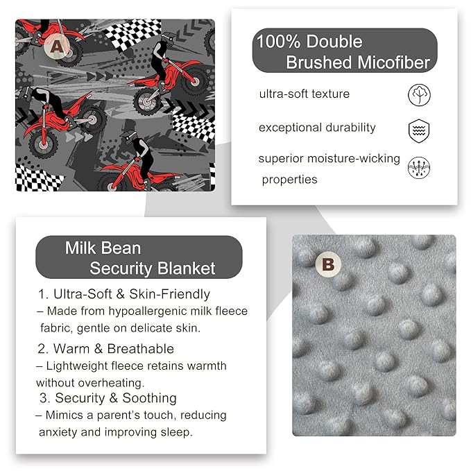 Viviland Toddler Nap Mat with Pillow and Minky Dot Blanket, Rolled Large Sleeping Mat for Boys, Kids Slumber Bag/Nap Mat for Preschool, Daycare, Kindergarten, Travel Camping - Cool Motocycle