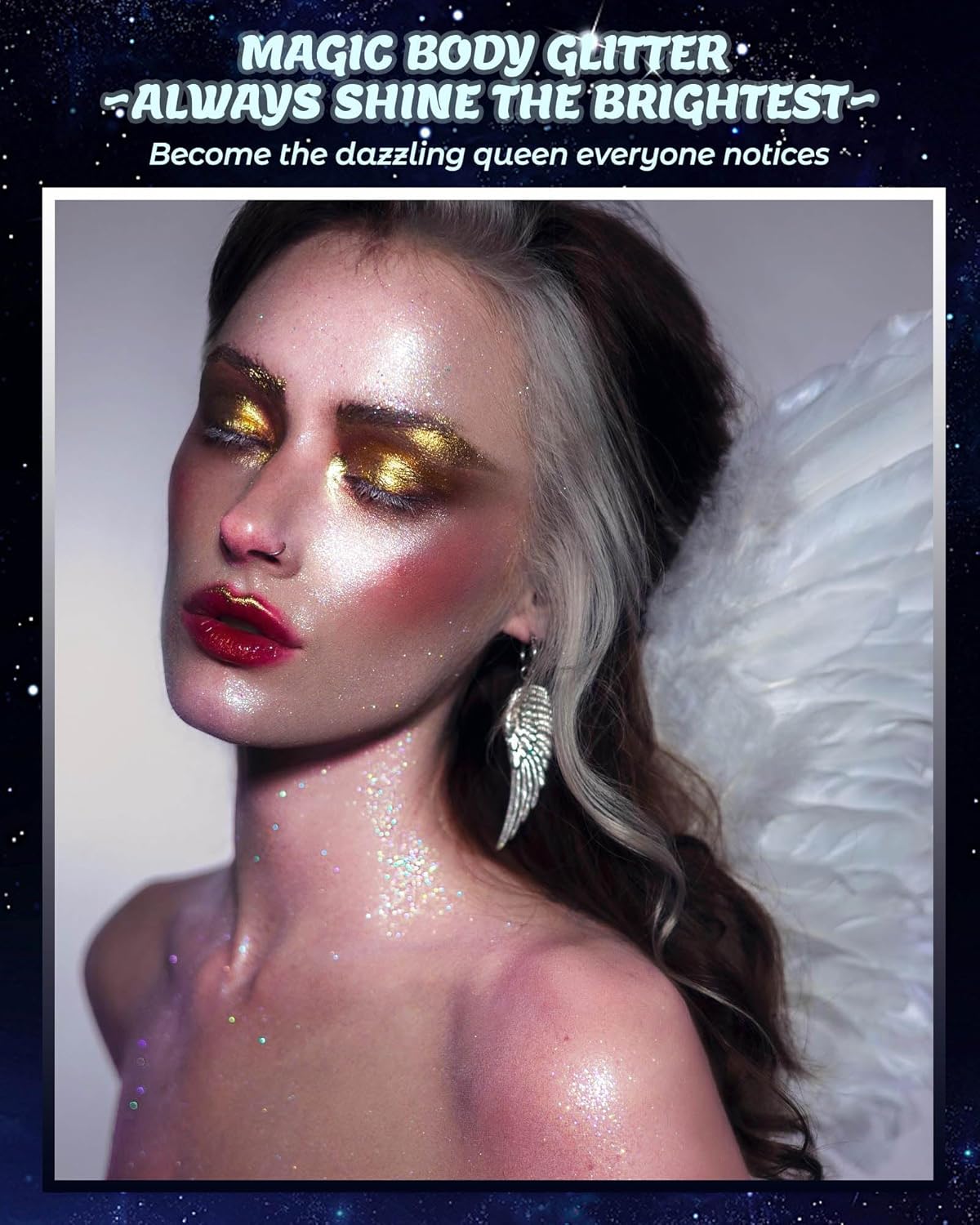 Glitter Air Cushion Highlighter Powder - 3D Contour & Brighten Face, Eyes, Body, Hair | Pearlescent Patting Powder Create a Shimmering Look | Easy-Use & Perfect for Daily & Special Occasions