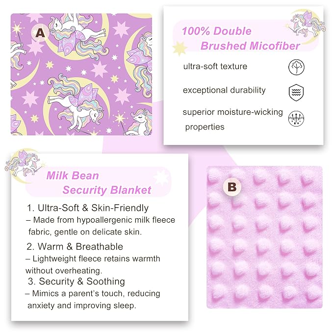 Viviland Toddler Nap Mat, Rolled Sleeping Mats with Pillow and Minky Dot Blanket for Girls, Kids Slumber Bag Nap Mat for Preschool, Daycare, Kindergarten, Travel Camping - Unicorn Magic