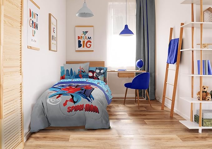Sunny Side Up Kids Comforter Set Includes Sheets and Pillow Covers - Soft and Cozy Bed Set for Stylish Room Decor, Gray - Spiderman, 7 Piece Full Bedding
