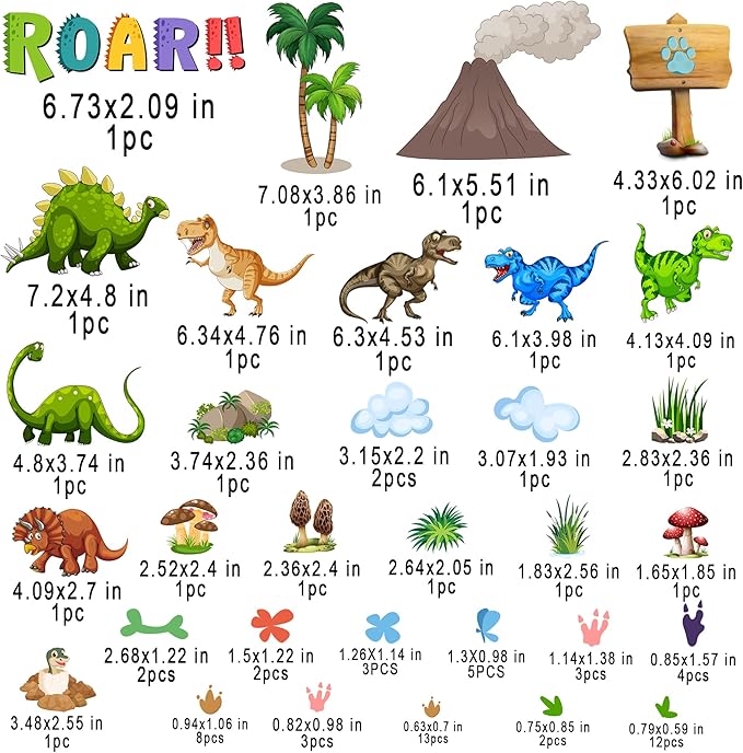 Glow in The Dark Dinosaur Wall Decals Stickers, Removable Footprints Dino Stickers for Ceiling, Jungle Wall Decor for Nursery, Decoration Classroom Gift for Boy Toddlers