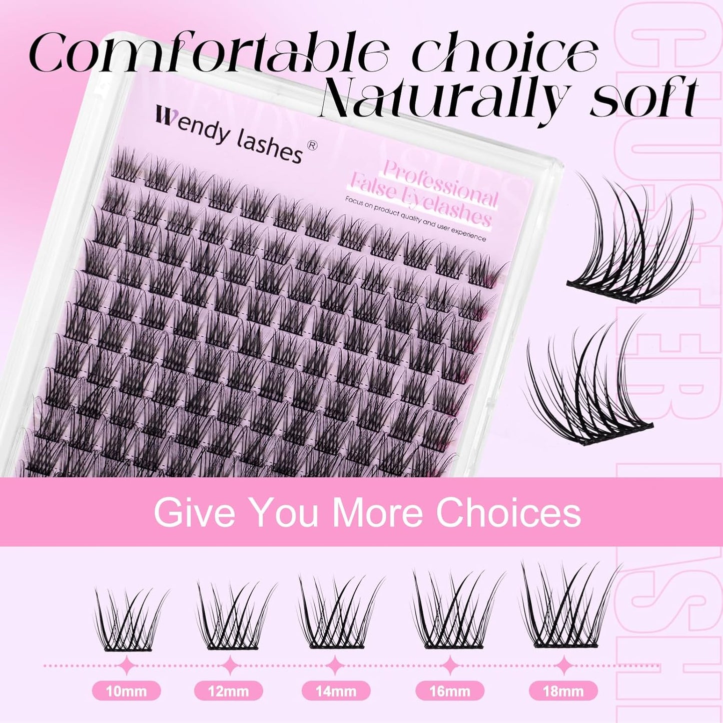 WENDY Lashes Clusters Kit DIY Eyelash Extension with Eyelash Curler Black Cluster Eyelash Extensions Individual Lashes Kit Wispy Soft Eyelash Extensions for Using at Home（Kit,YM15-0.07D,10-18mm）