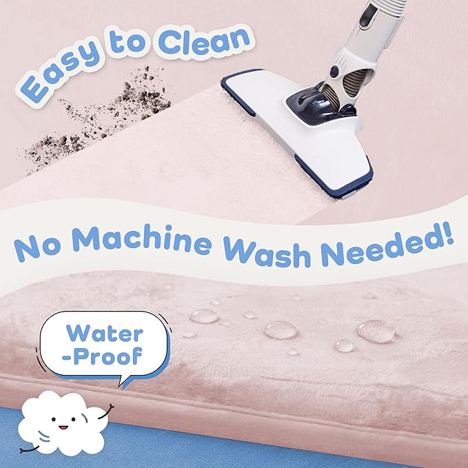 1.5" Super Thick Baby Play Mat for Floor, 79x118 Pro Soft Flannel Foam Mats for Toddler Infant Kids Crawling for Nursery Rug Playroom Living Room Waterproof Easy Care Non-Slip (Baby Pink)