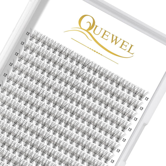 QUEWEL Cluster Lashes 240Pcs Individual Lashes 10D 0.10D Curl 13mm Knot-Free Lash Extensions Clusters Lashes Soft&Natural False Eyelashes Individual DIY Eyelash Extension at Home(10D 0.10D 13)
