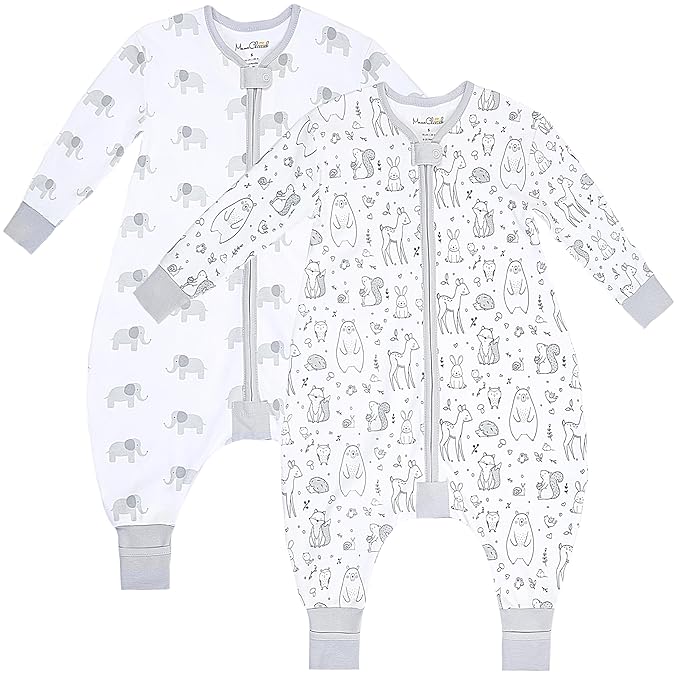 Mama Cheetah Toddler Sleep Sack with Feet, Long Sleeve 0.5 TOG Organic Cotton Baby Sleeping Bag with Legs, Wearable Blanket for Walkers w/ 2-Way Zipper, Toddler Blanket for Girls & Boys 3-4T