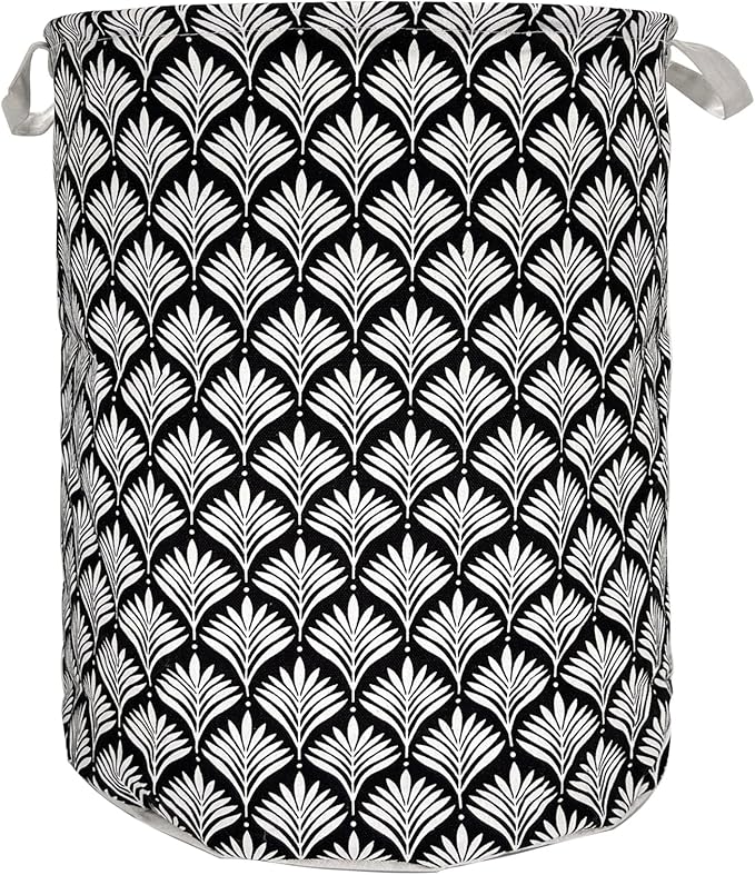 Merdes 19.7’’ Waterproof Foldable Laundry Hamper, Dirty Clothes Laundry Basket, Linen Bin Storage Organizer for Toy Collection (White leaf)