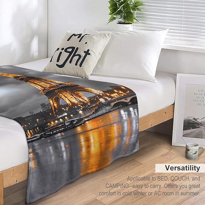 Eiffel Tower Blanket Paris Eiffel Tower Gifts for Girls Boys Woman Kids Lover Throw Blankets Soft Blanket Warm Fleece Flannel Plush Blankets for Bed Sofa Couch 60"x80"