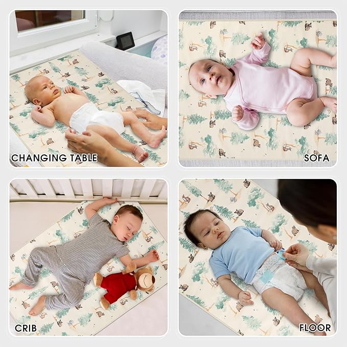 Vegan Leather Baby Changing Mat - Wipeable Portable Changing Pad, Foldable Travel Changing Mat for Baby, Newborns Toddlers Shower Gifts (Forest,20"*28")