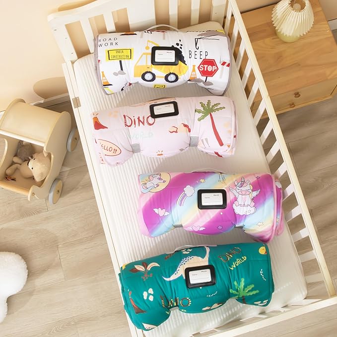 MORAIS Toddler Nap Mat with Pillow and Blanket, 52" x 20" Lightweight and Soft Nap Mat for Preschool, Daycare, Travel Sleeping Bags