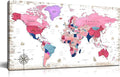 ZHAOSHOP Pink Pictures Wall-Decor - World Map Canvas Wall Art For Bedroom Girls - Wall Pictures For Living Room Decor Ready to Hang Size 40" x 20"