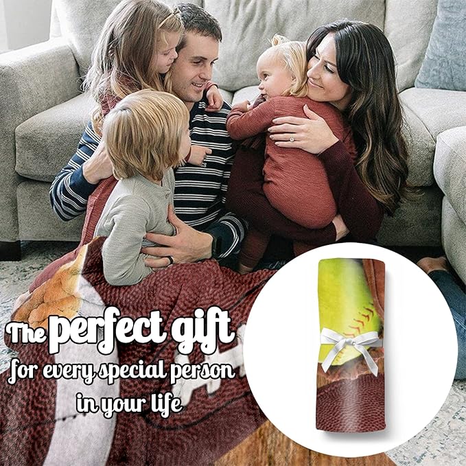 Custom Infant Softball Blanket: Personalized Name and Number Blankets for Baby Kids Boys Girls Teen Mother's Day Father's Day Birthday Easter Gifts(30"x40")