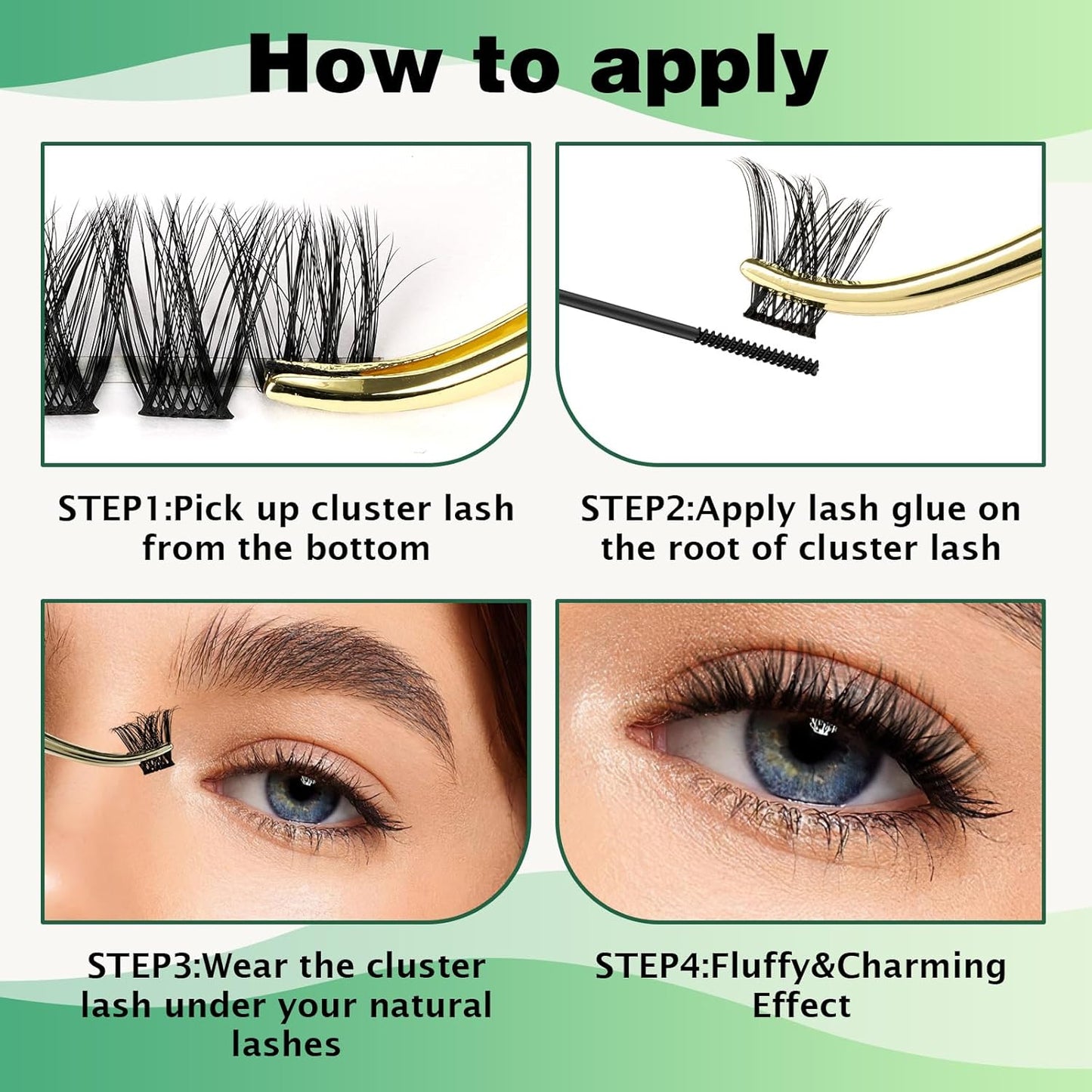 KEYYOU Volume Wispy Lash Extension 96pcs Individual Lashes D Curl 14mm Soft&Comfortable Easy DIY at Home (Y18, D-14mm)