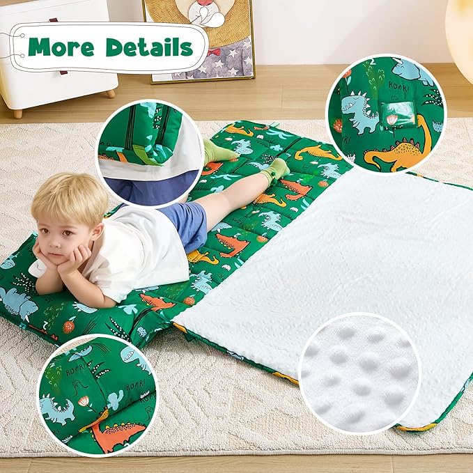 DJY Toddler Nap Mat,Kid Slumber Bag with Removable Pillow & Minky Blanket,Soft Sleeping Mat Perfect for Daycare,Preschool,Kindergarten,Travel
