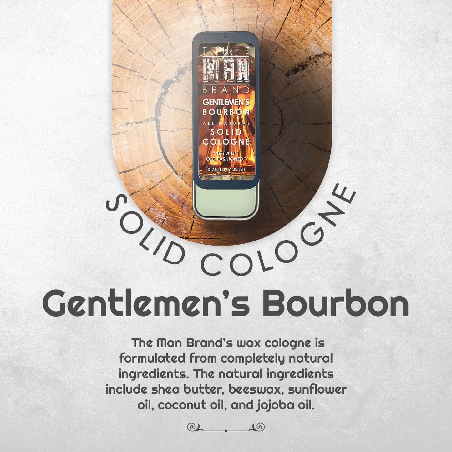 Gentlemen's Bourbon Solid Cologne - Natural Men's Travel Size Cologne - Wax Perfume (3/4 Ounce, Pack of 1)