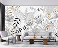 -Hand-Painted Flower Plant Fabric Wallpaper Simple Art Living Room 140" x 91" (Not Peel and Stick)