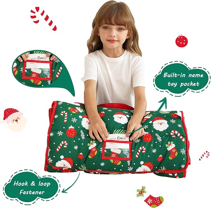 Toddler Nap Mat with Pillow and Blanket, Extra Large Rolled Napping Mats,Slumber Bags for Boys Girls,Kids Sleeping Bag for Daycare, Preschool Travel Camping