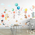Hot Air Balloon Wall Decals by Lipastick - Peel and Stick Animal Stickers Raccoon, Fox, Koala, Panda for Kids Room, Nursery, Playroom, Bedroom - Playroom Wall Decals for Boys, Girls, Babies - M Size