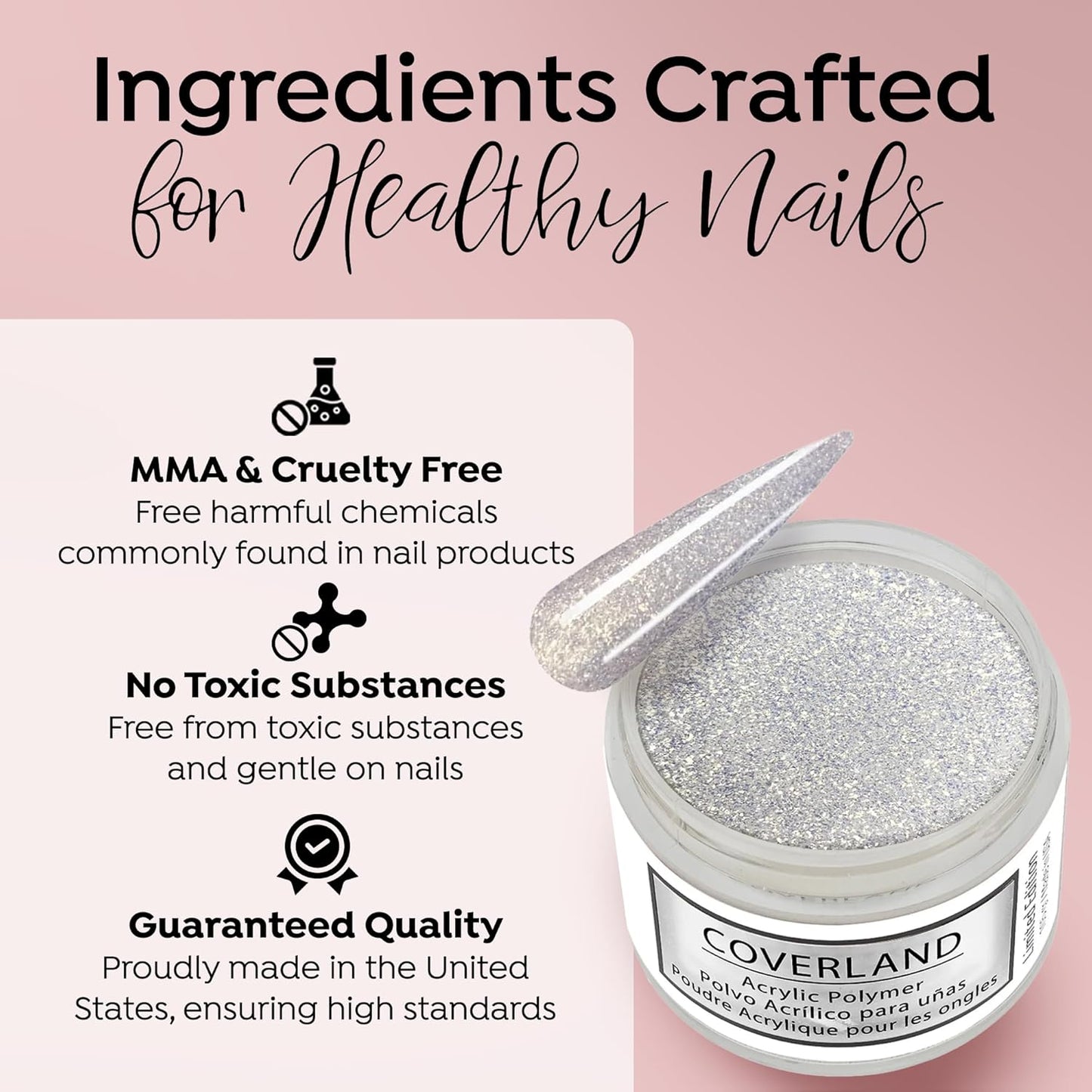 Tones Coverland Acrylic Nail Powder "Ice to See You" - Limited Edition Acrylic Powder for Nail Design, Sculpting, and Masking Nail Bed Imperfections - Professional Acrylic Nail Supplies - (1.5 Oz)