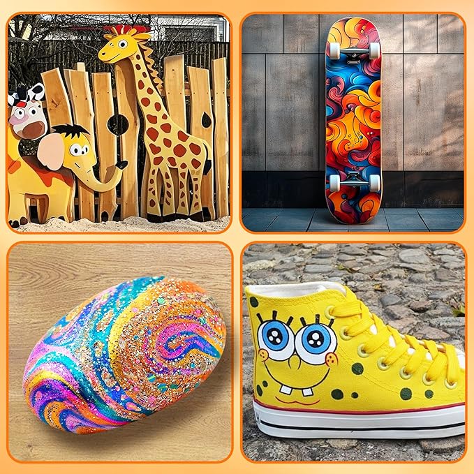 10 Colors Jumbo Acrylic Paint Markers (2 Metallic), 15mm Extra Large Felt Tip Thick Paint Pens for Rock, Wood, Ceramic, Glass, Canvas, Eggs,Pumpkins, Poster Painting Vibrant, Long Lasting Art Supplies