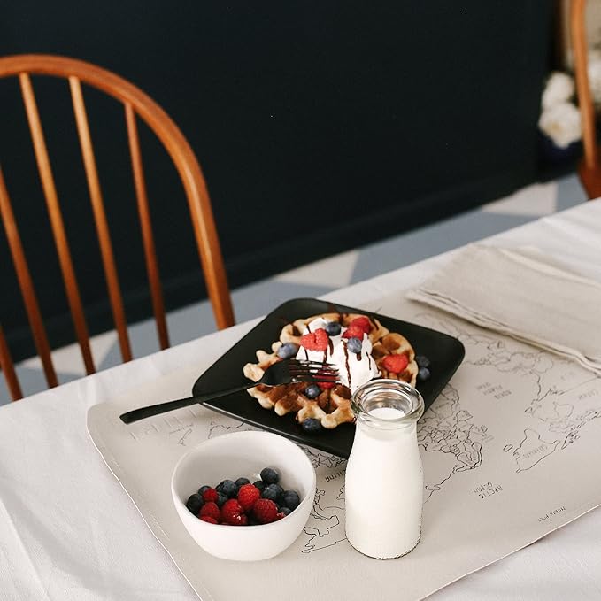 Gathre Wipeable Baby Changing Mat, Made of Premium, Soft, Water-Resistant Vegan Leather, Foldable Playmat for Babies, Home Nursery or Travel Use - World Map