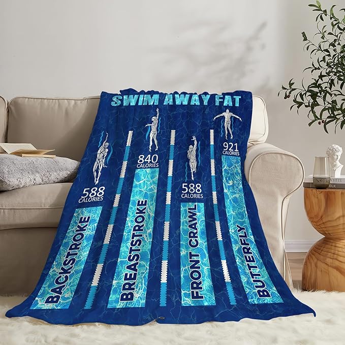 Swimming Blanket Swim Gifts for Girls/Swimmer Sport Throw Blankets Soft Blanket Warm Fleece Flannel Plush Blankets for Bed Sofa Couch 40"x50"