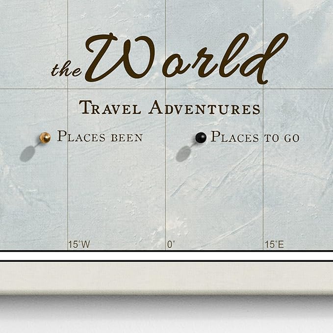 Canvas World Map with Cork Pin Board - English Lettering - Decorative Wall Decoration for All Rooms - Canvas Pictures with World Map Motif (70x50 cm, Pattern 14)