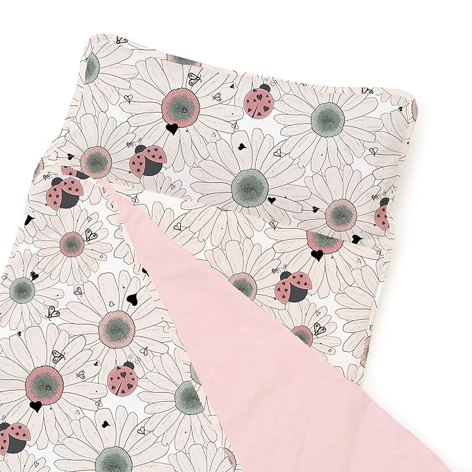 JumpOff Jo Extra Long Nap Mat for Kids - Cozy Kids Rest Mat with Removable Pillow and Ultra Soft Blanket for Preschool, Daycare, and Sleepovers - Floral, Daisy Bug