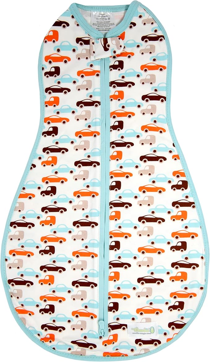 Woombie Original Baby Swaddling Blanket - Soothing, Cotton Baby Swaddle with Zipper - Wearable Newborn Blanket, Boys & Toys, 14-19 lbs