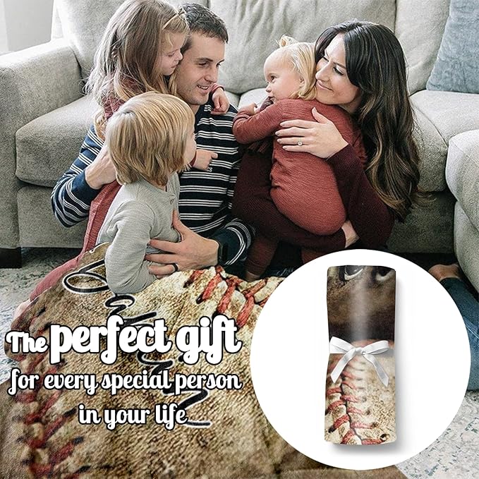 Personalized Baseball Blanket for Baby Boys and Girls - Soft and Fluffy Sport Blanket for Toddlers and Kids - Custom Name and Number Gift for Newborn(50"x60")