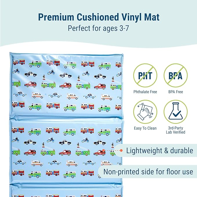Wildkin Kids Vinyl Nap Mat – Foldable, Durable Rest Mat for Daycare & Preschool