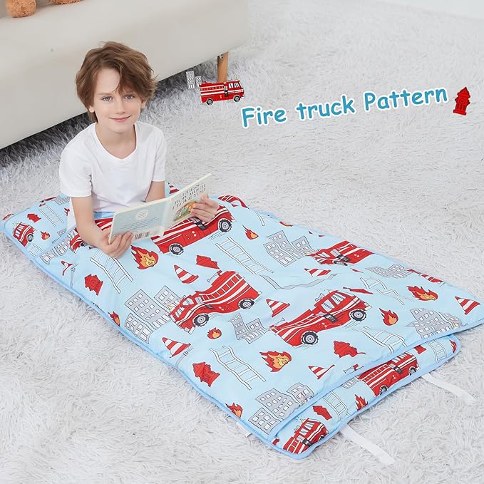 softan Toddler Nap Mat with Pillow and Blanket, Extra Large Rolled Napping Mats,Slumber Bags for Boys Girls,Easy to Roll up,Kids Sleeping Bag for Daycare, Preschool Travel Camping