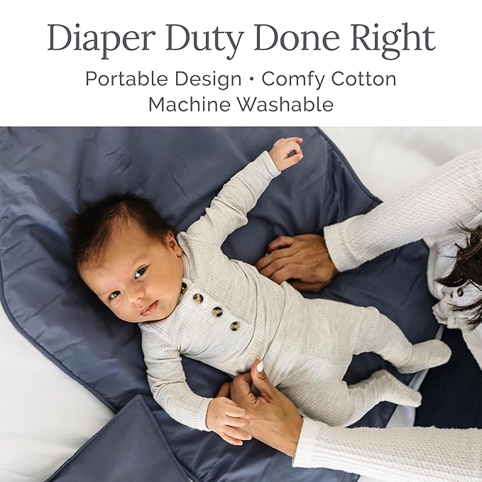 Natemia Baby Portable Diaper Changing Pad - Oeko-TEX Percale Cotton - Reusable Changing Pad for Baby - Flexible and Foldable for Travel - Machine Washable - Baby Essentials