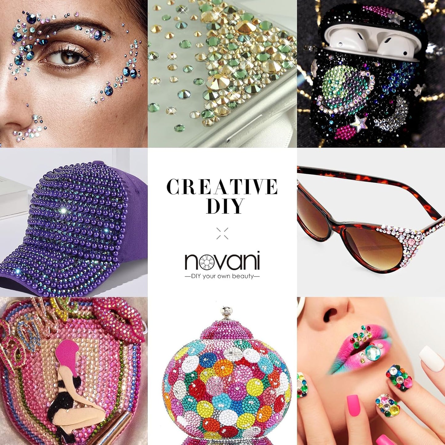 Novani Purple Rhinestones 1440pcs Flat Back Round Rhinestone Style 2088 Sparkly Crystal Gemstones for Nail Art and Crafting SS16,3.8-4.0mm