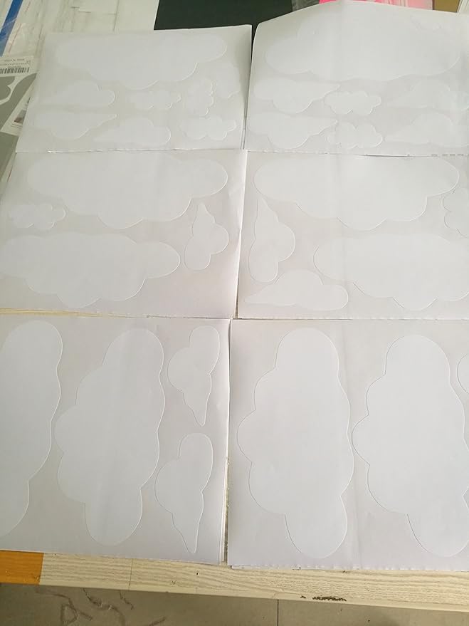 31pcs White Cloud Wall Decals – Mixed Sizes 4-10in Floating Vinyl Stickers for Baby Nursery, Kids Bedroom, Ceiling or Playroom – Removable DIY Home Mural Wall Art Decor YYU-14 (White)