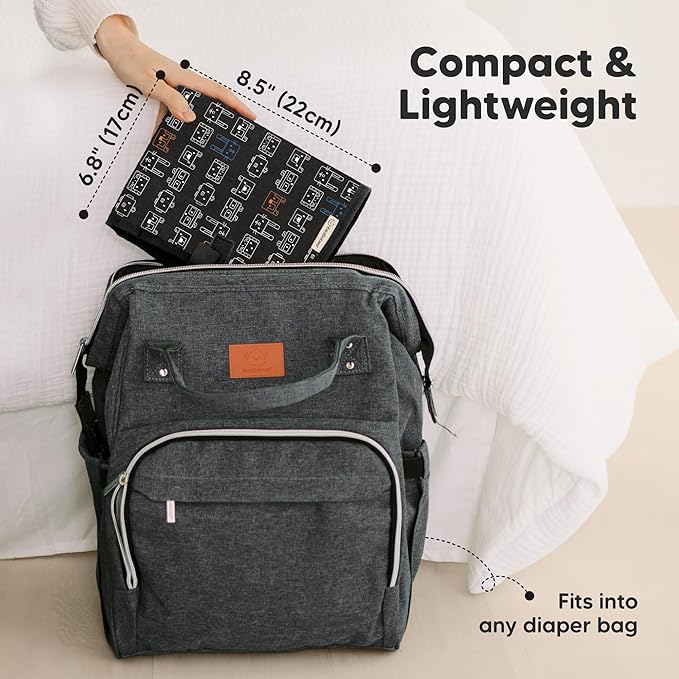 KeaBabies Portable Diaper Changing Pad, Easy Wipe Clean - Foldable Waterproof Baby Changing Mat for Diaper Bag, Compact, Lightweight, 25x13 Newborn, Infant, Baby Changer Travel Essential (Pixel)