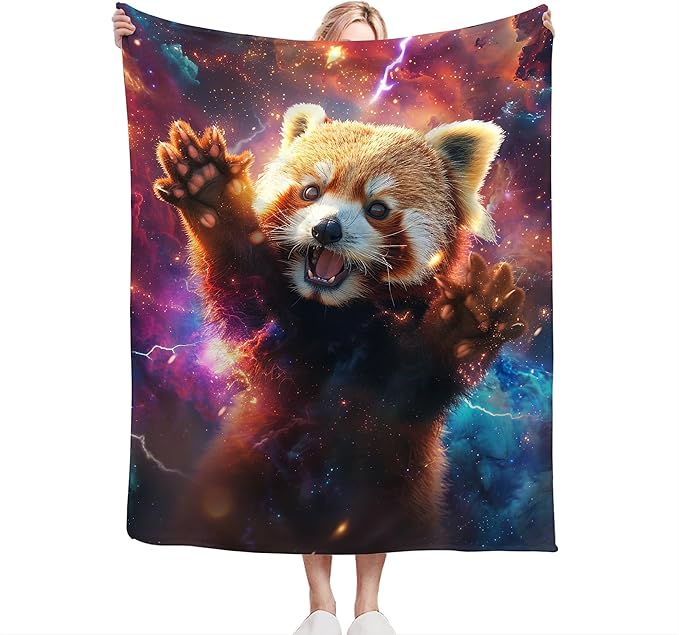 Lesser Panda Blanket Funny Red Panda Gifts for Girls Boys Woman Kids Galaxy Animal Lover Throw Blankets Soft Blanket Warm Fleece Flannel Plush Blankets for Bed Sofa Couch 60"x80"