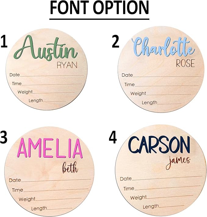 NAZENTI Personalized Baby Name Announcement Wooden Signs, Custom Birth Announcement Sign For Hospital, Baby's Arrival Gift For Decor, Birth Stat Sign, Welcome Gifts For Baby Girl Or Boy Shower